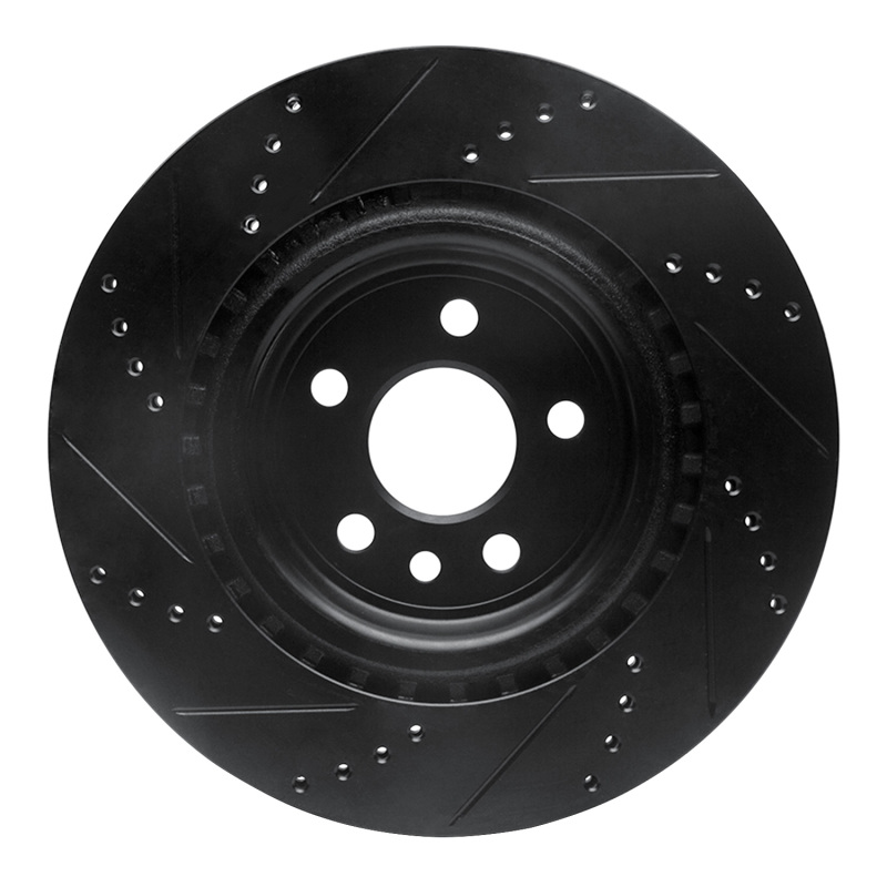 Jaguar I-Pace Brake Rotor (1) - Rear Right - R1 Concepts - Drilled & Slotted - Black - `17-`20
